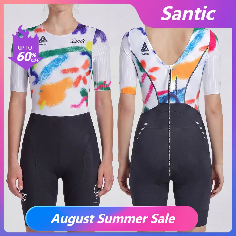 Santic Macacão Feminino Triatlo Manga Curta