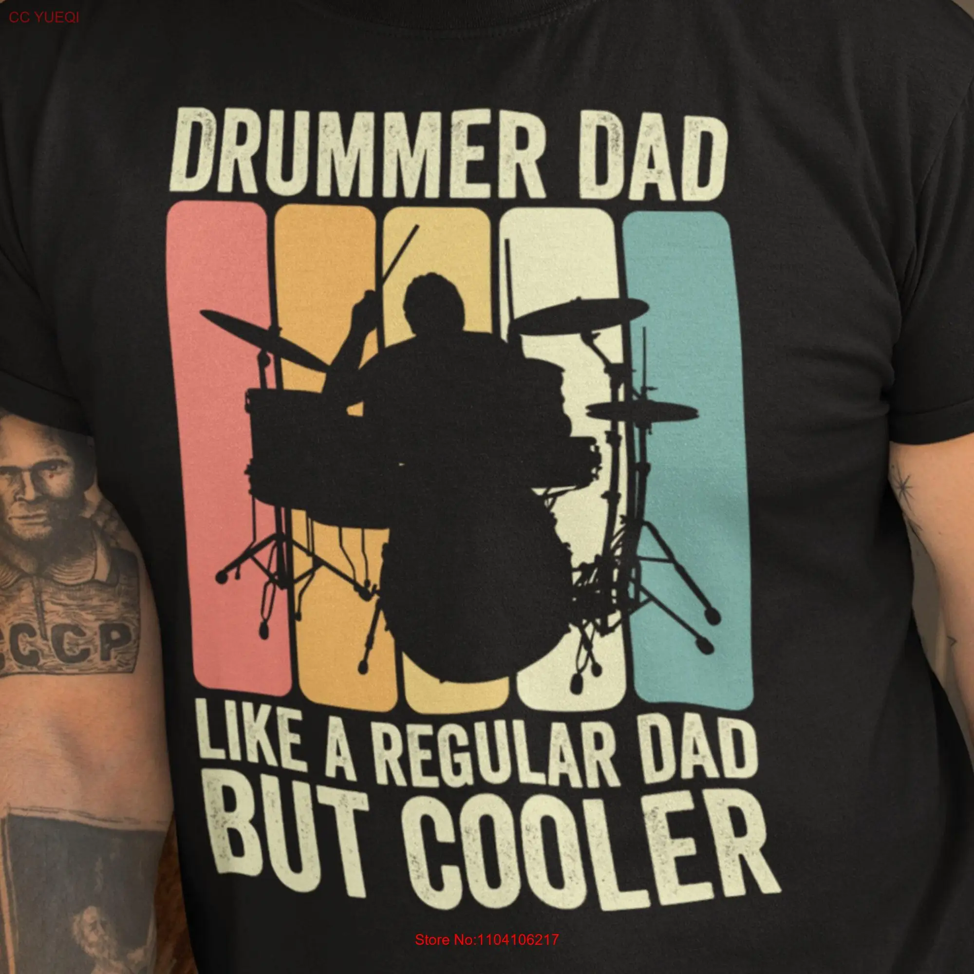 Baterista papá camiseta regalo para amantes de la música hombres padre manga larga o corta