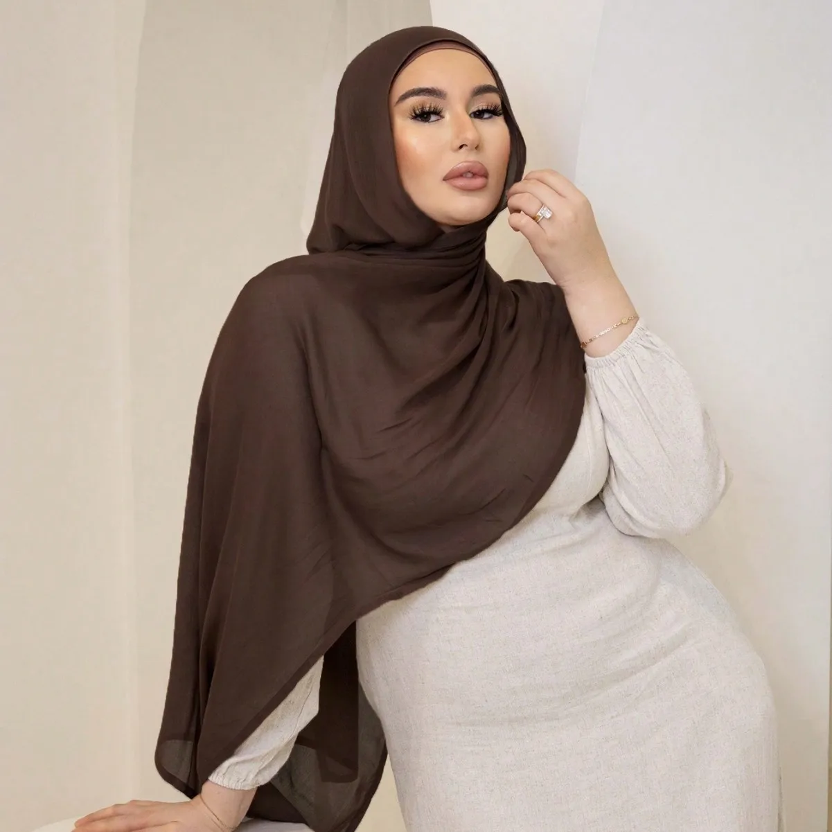 Cross-border new wide-edge thin Modal monochrome human cotton breathable shawl cotton and linen solid color scarf headscarf