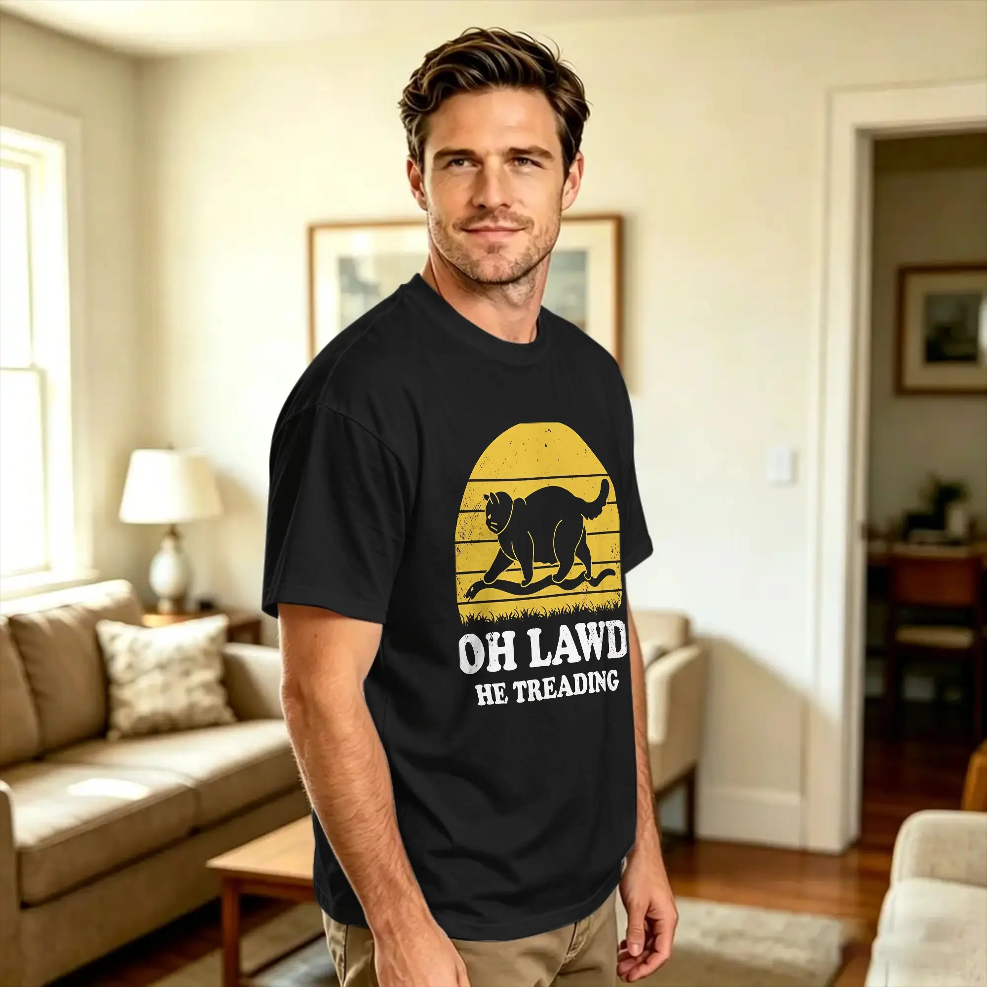 Oh Lawd He Treading Funny Classic T Shirt  Harajuku T-Shirts Short Sleeve Streetwear Tshirt Beach Cotton Oversize Top Tees