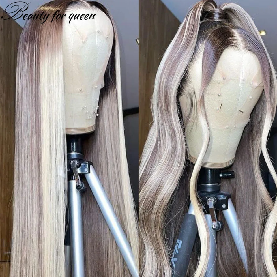 Silver Brown 13x4 Transparent Lace Front Wig 100%Human Hair Quality 180%Density Having A Wig Gives You The Courage To Start Over