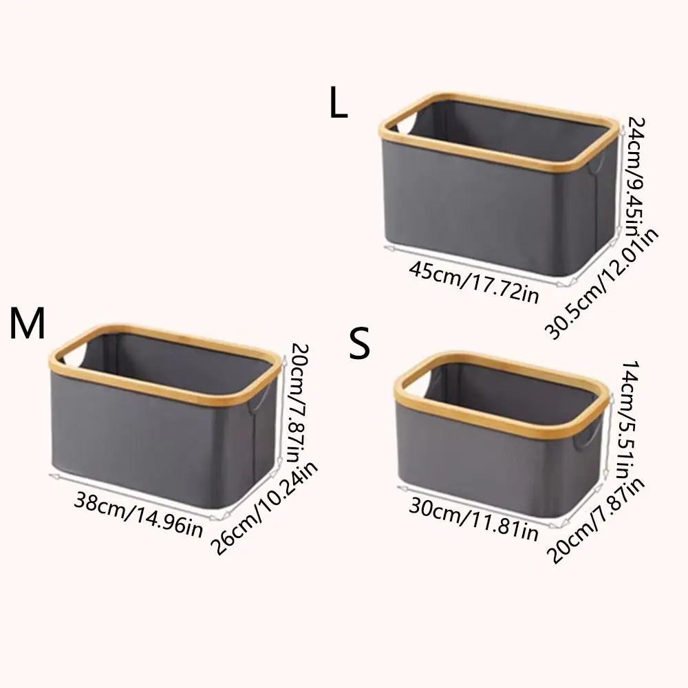 Collapsible Laundry Storage Basket Rectangle Bamboo Handles Closet Organizer Space Saving Convenient Fabric Storage Bins