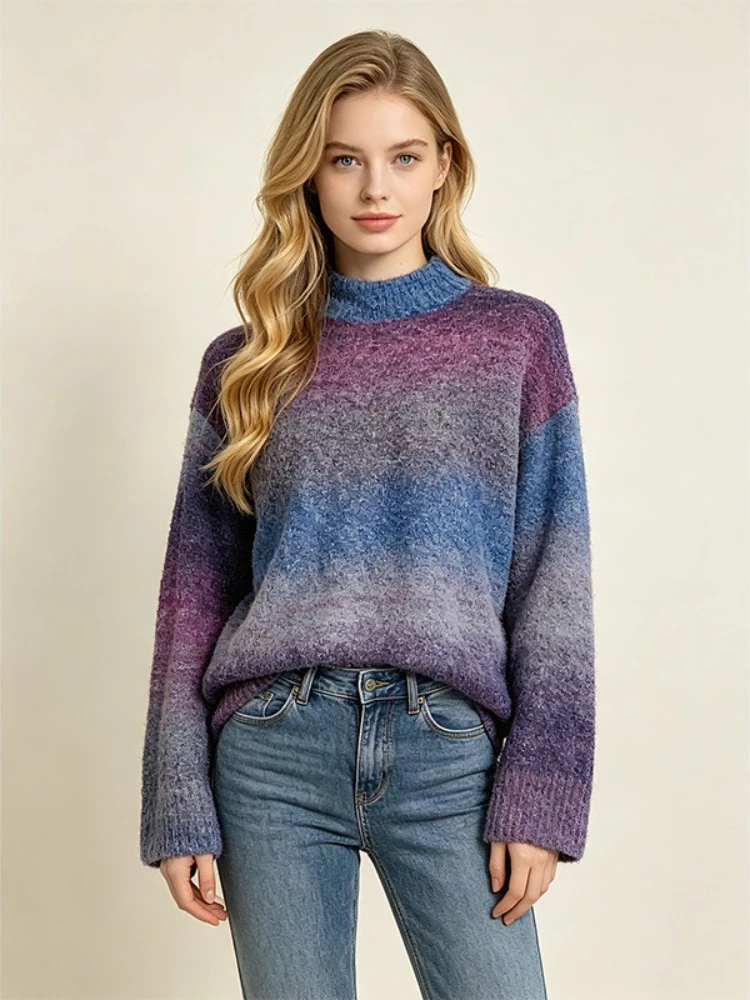 Autumn Winter Women's Knit Pullovers Basic Vintage Casual Long Sleeves Tops Jumper Thick Warm Loose Sweaters for Women Clothing