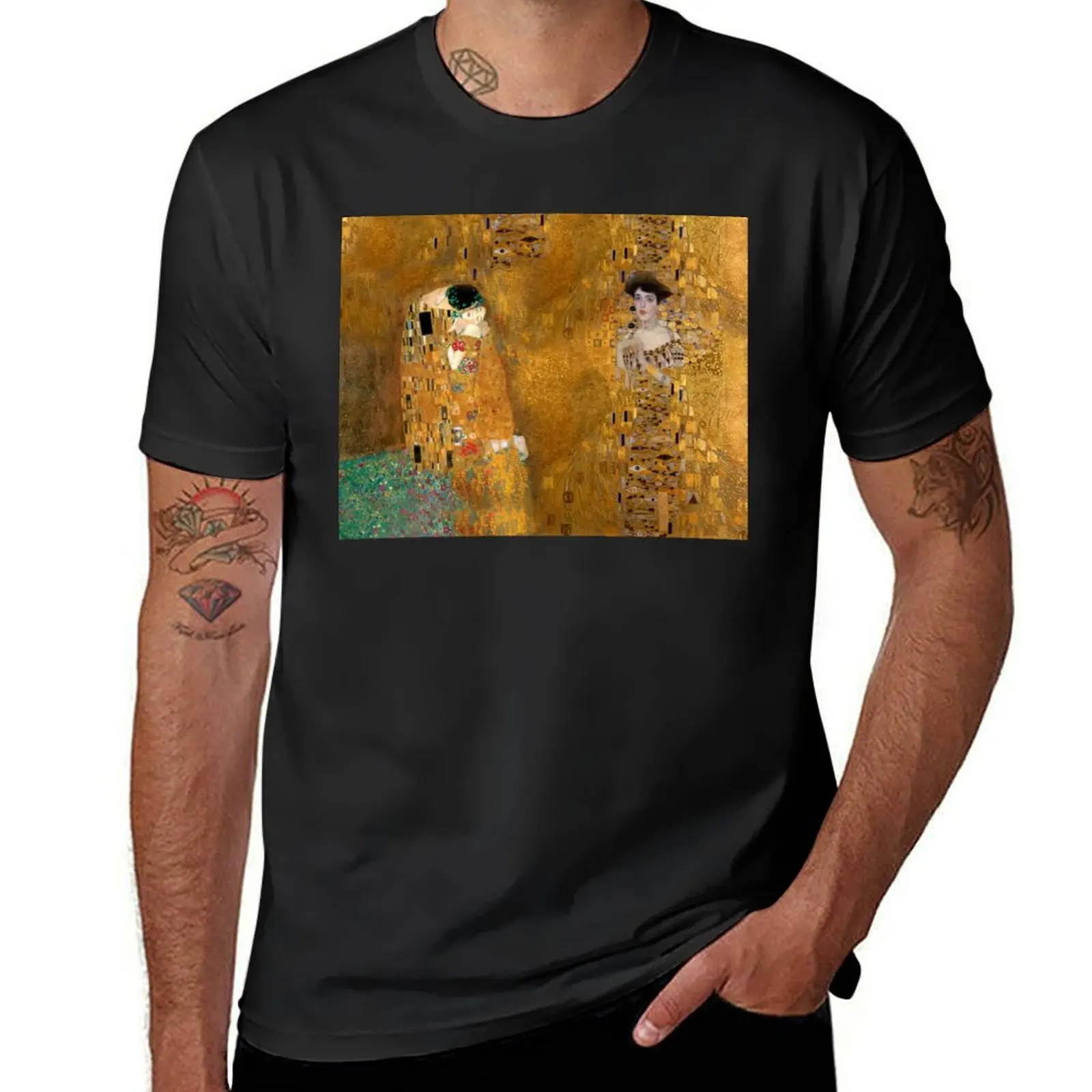 Klimt -Woman in Gold - The Kiss T-Shirt customs design your own quick drying cute tops men clothing