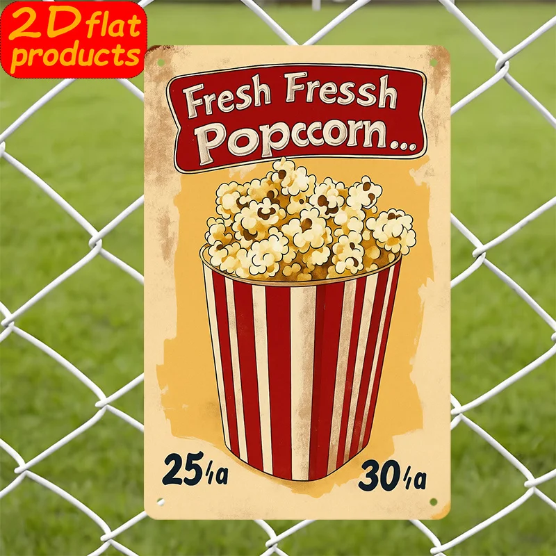 2D/Flat, 1pc, Retro Popcorn Pattern, Home Entertainment Rooms, And Other Settings, Popcorn-Themed Holiday Gift, Room Decor