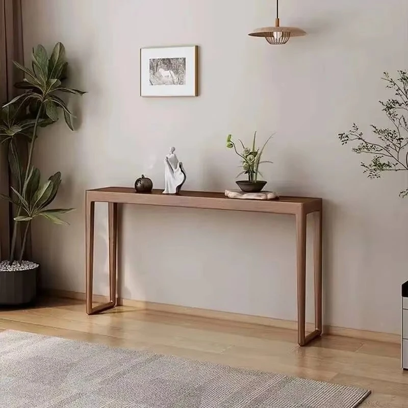 Ultra-narrow New Chinese Solid Wood Console Tables Home Long Hallway Table Light Luxury Strip Case Console Table for Living Room
