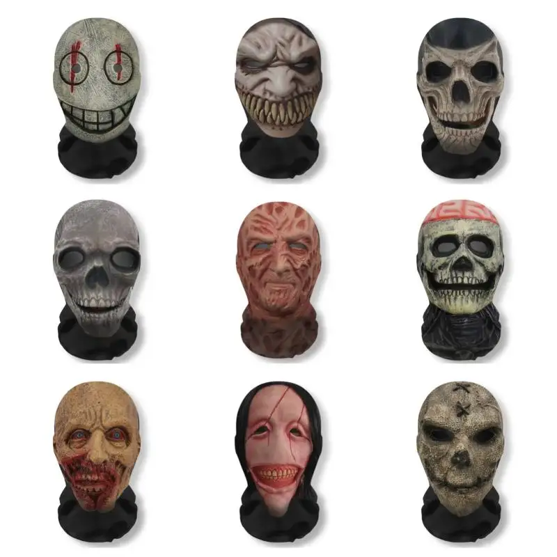 Halloween Ghost 3D Printed Mask, Stretchy Mesh Full Head Accessory, Fun Horror Cosplay Party Halloween