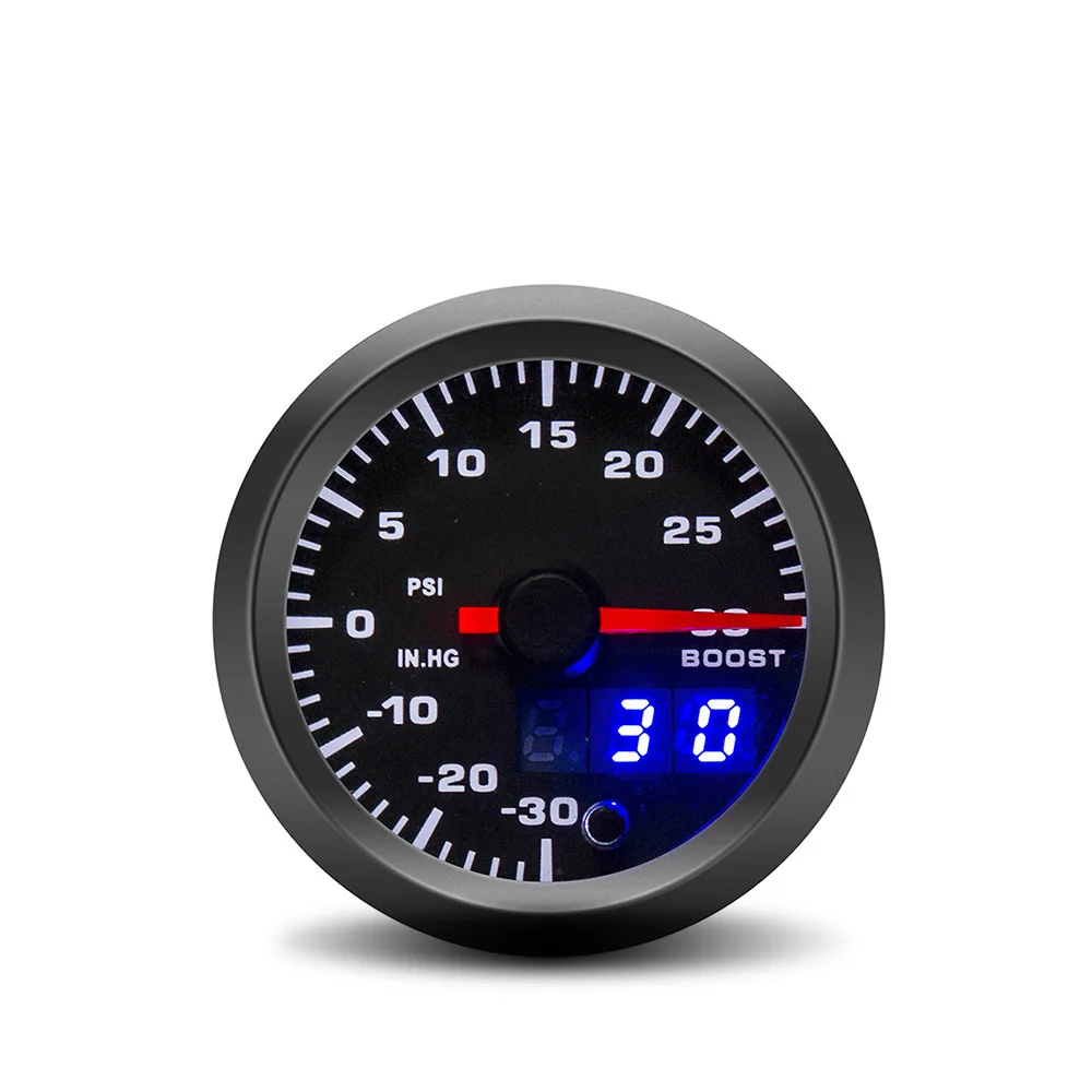 Automotive Instrument Booster Gauge 52MM LED Dual Display Seven Color Backlit Pointer Booster Gauge