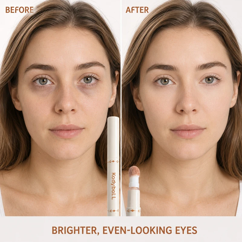 KodyboLL 3-Color Corrector Concealer Pen Cushion Tip Dark Circles Blemish Cover Brightening Lightweight Natural Face Makeup Base