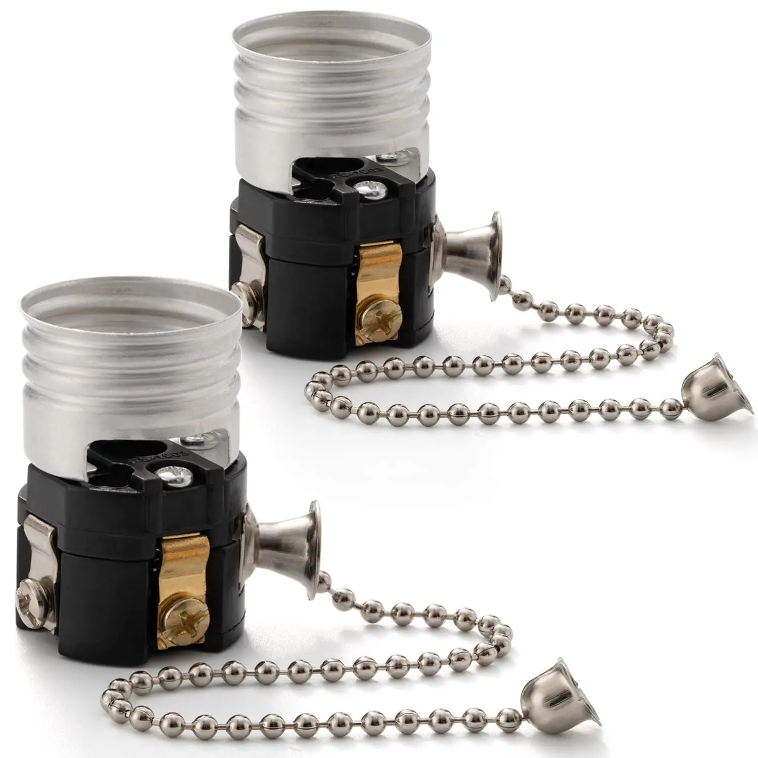 

UL Listed E26 Pull Chain Lamp Socket, Medium Base, 2 Pack, Replacement for Table & Floor Lamps