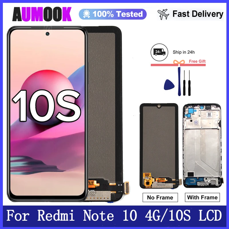 New Tested Display For Xiaomi Redmi Note 10S LCD Screen Digitizer For Redmi Note 10 4G AMOLED Display M2101K7AG Replacement Part