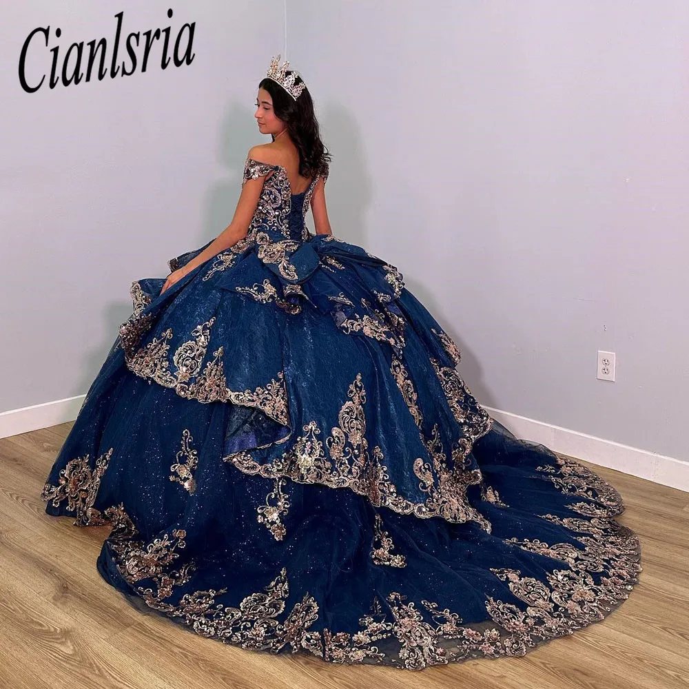 Vestidos De quinceañera azul De Cenicienta, Vestidos De graduación formales con cuentas, flores en 3D, Vestidos De graduación, Vestidos De princesa De 15 Años, 2023