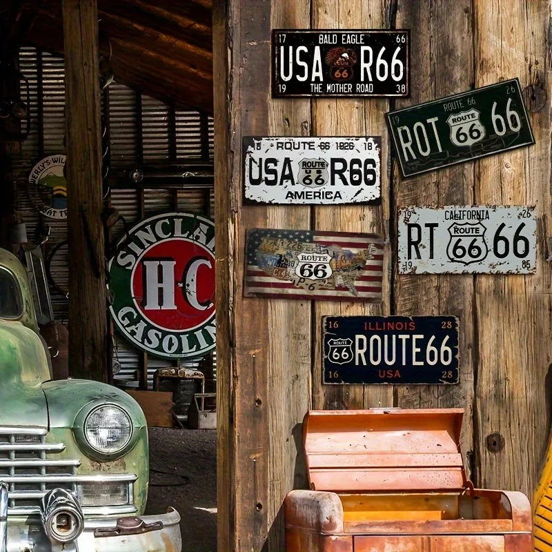 2D Flat - 66 Vintage | Decorative  Signs, Classic Style, Suitable for Cave Garage Bar Home Decor, Made of Manufactured