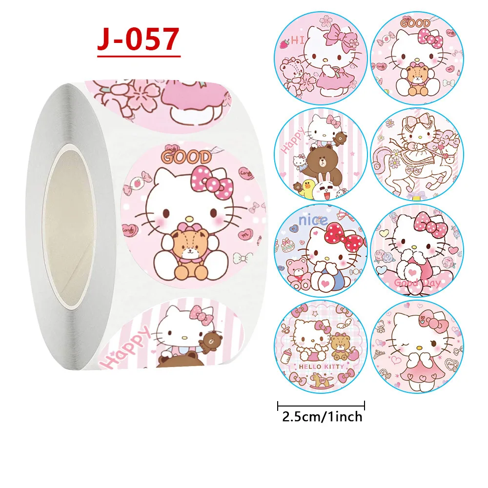 500pcs/Roll Cartoon Sanrio Stickers Kawaii Hello Kitty Kuromi Melody Diy Pvc Laptop Decals Decoration Stiker Kid Reward Gift Toy