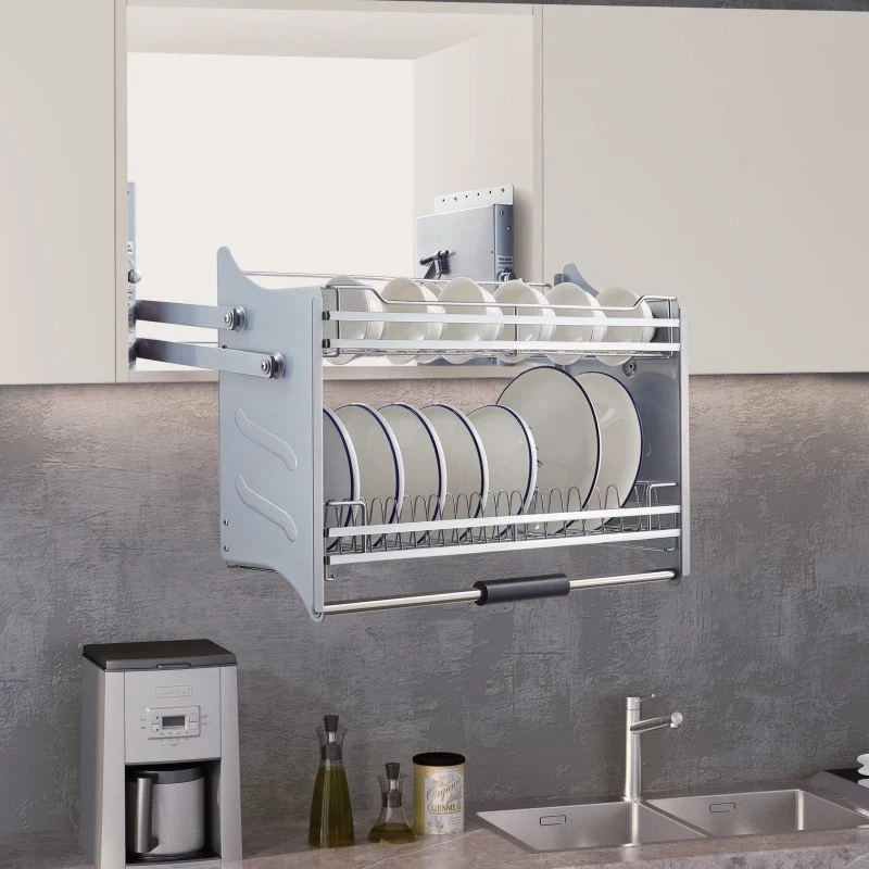 

Best Selling Kitchen Cupboards Cabinet Storage Lift System Racks Stainless Steel Adjustable Pull Down Basket