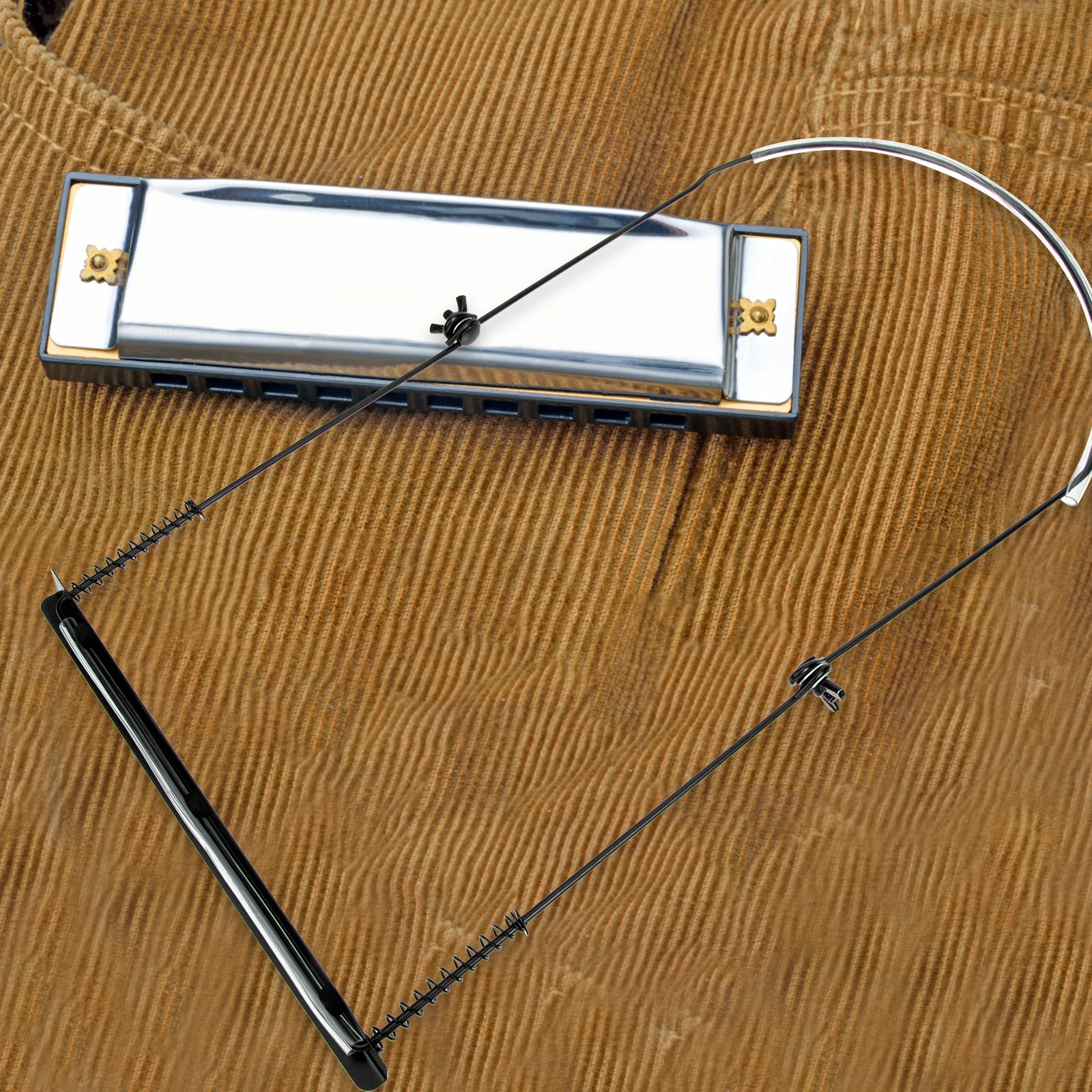 

Professional Black Harmonica Neck Holder Adjustable 10-Hole 16-Hole Support Zinc Alloy Metal Harp Rack for Guitar Piano Players