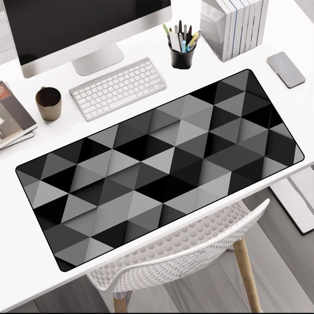 Imagem -04 - Geométrica Anti-slip Triangular Grande Mouse Pad Gaming Desk Mat Tapete de Borracha Natural Acessórios de Escritório Preto e Branco