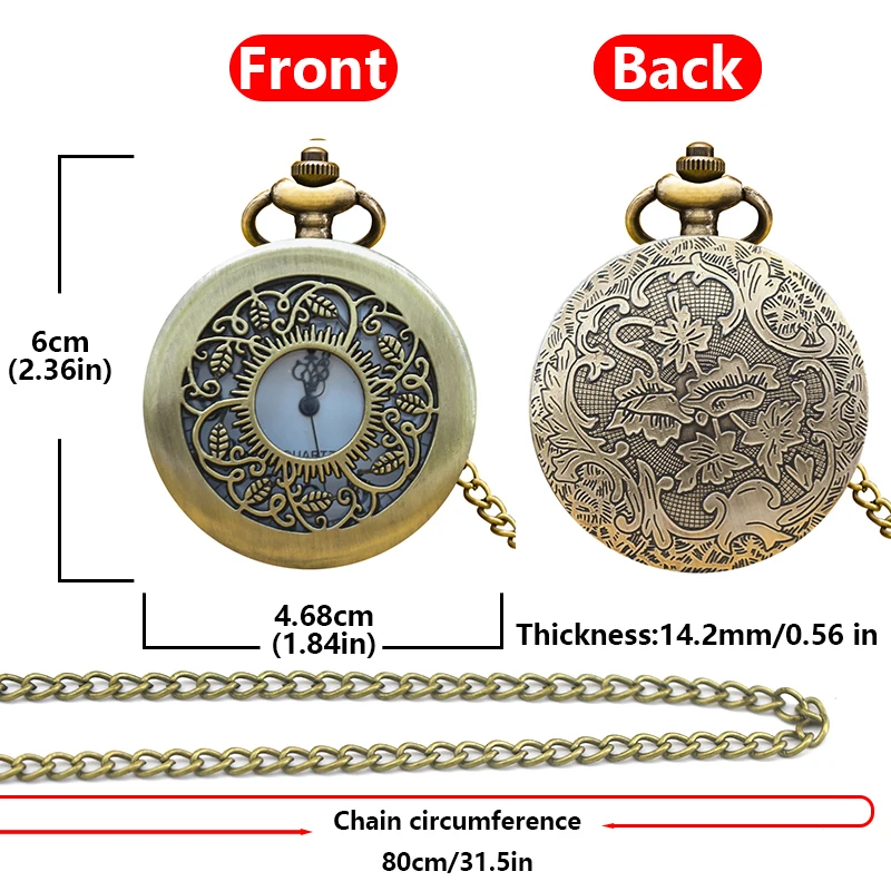빈티지 청동 조가비 오픈워크 꽃 조각 목걸이, 쿼츠 포켓 시계, 패션 쥬얼리, 여성용 선물
