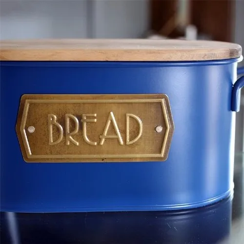 The Mia Cobalt Blue Galvanized Bread Storage Container