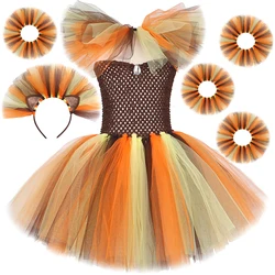 Lion Dress Costume Girls Holiday Party Tutu Princess Dresses Fancy Animal Cosplay Carnival Halloween Costume for Clothes Sets
