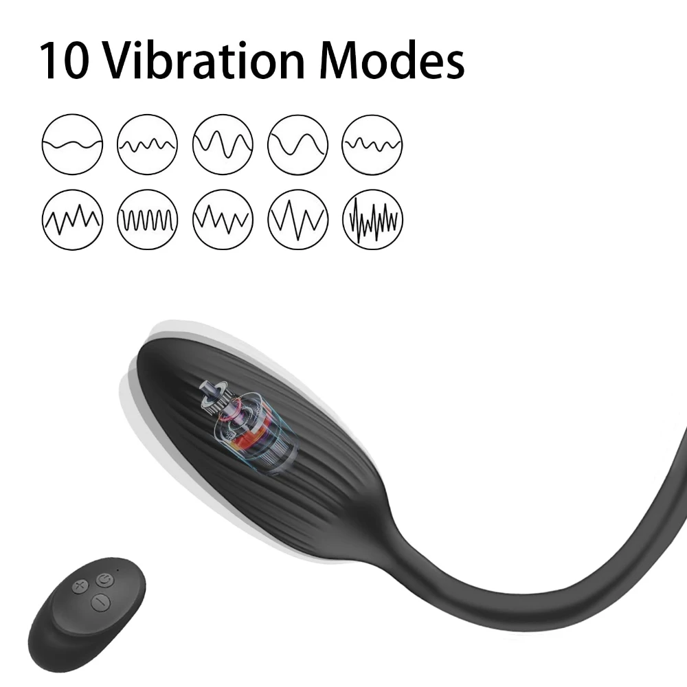 Double Cock Rings Prostate Massager Anal Vibrator with Remote Control 10 Vibration Modes Butt Plug Adult Sex Toy for Men And Wom 2