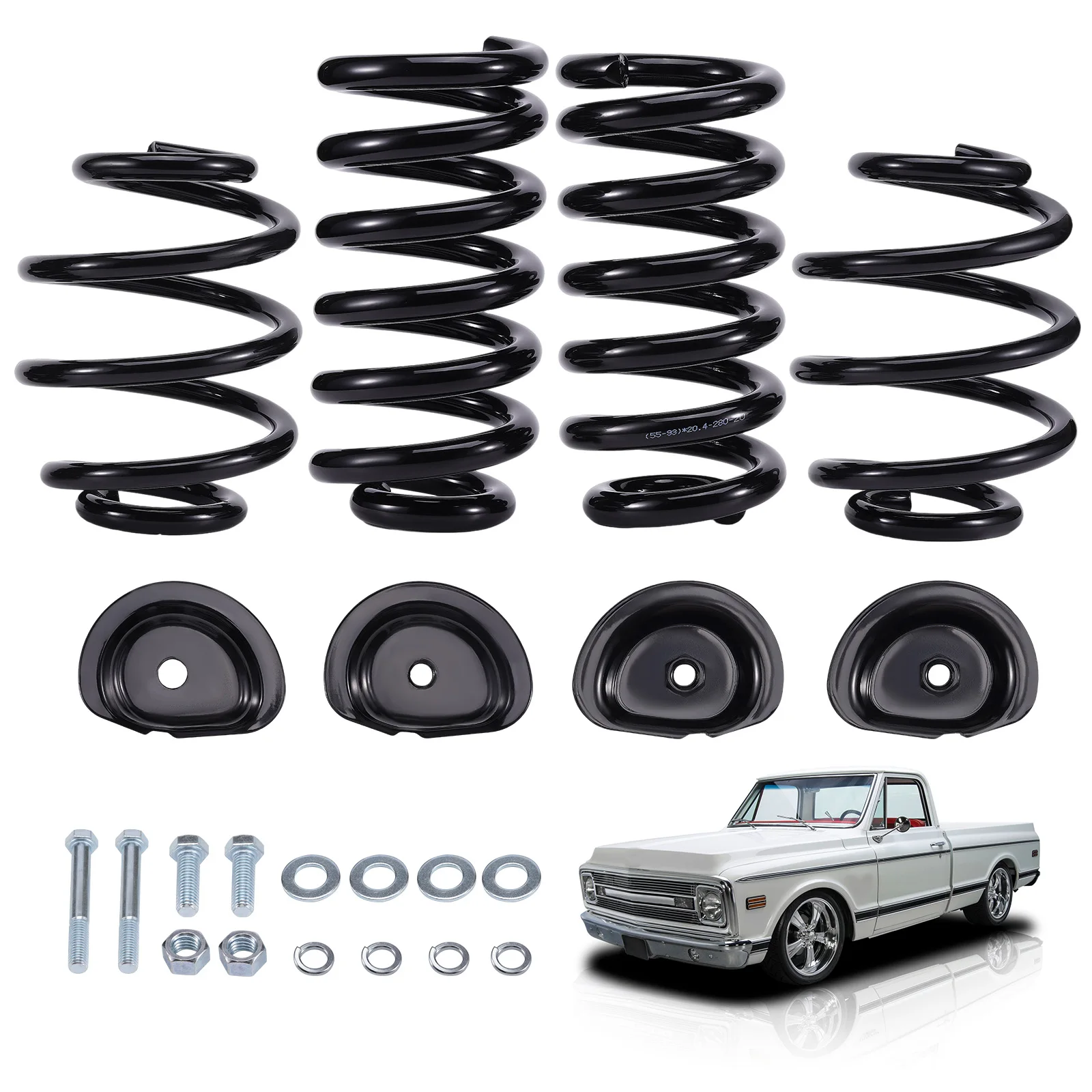 3 Inch Front / 5 Inch Rear Drop Spring Lowering Kit for Chevy C10 1963-1972