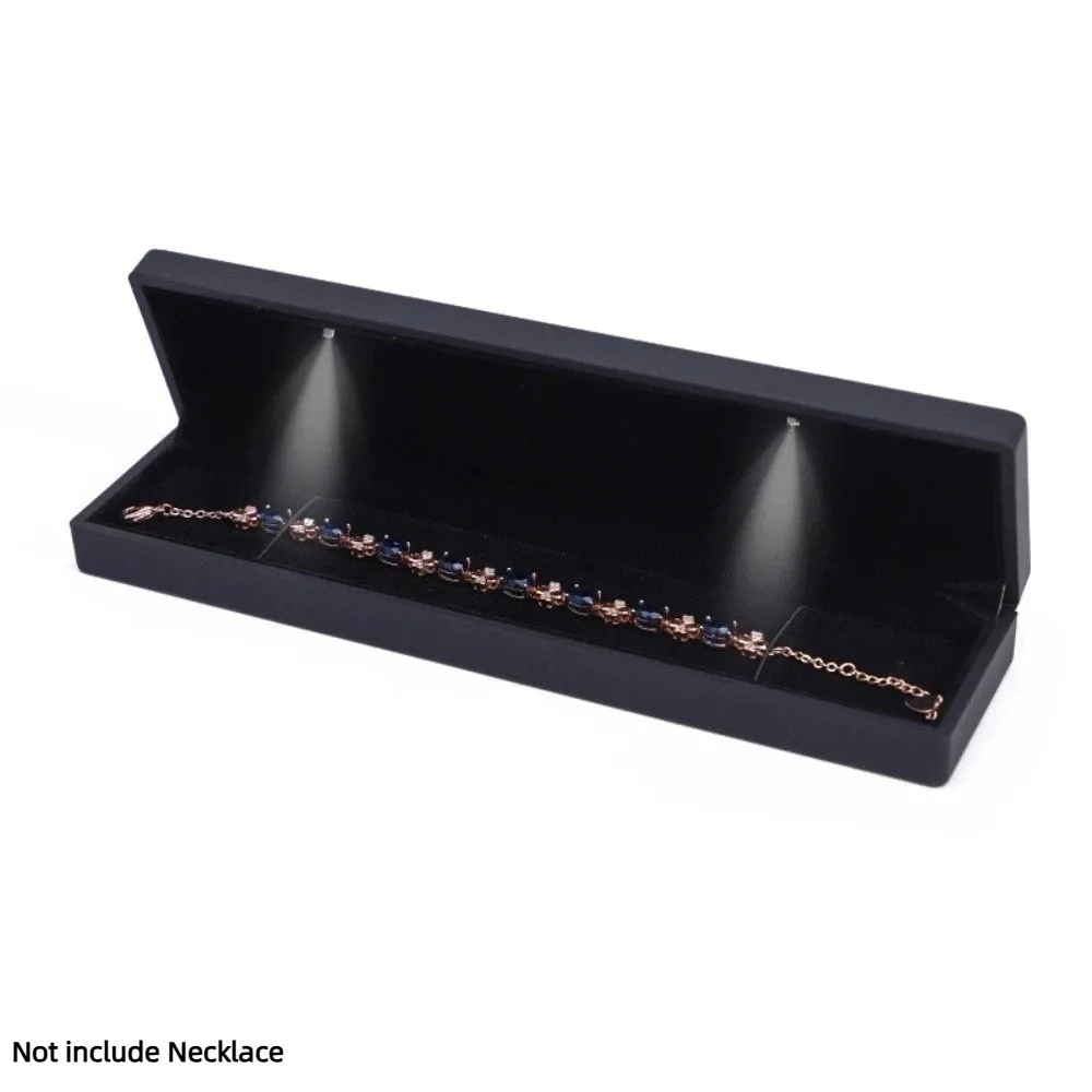 Exquisite With Light Led Light Case Jewelry Display Solid Color Display Case Velvet Lined Jewelry Gift Box