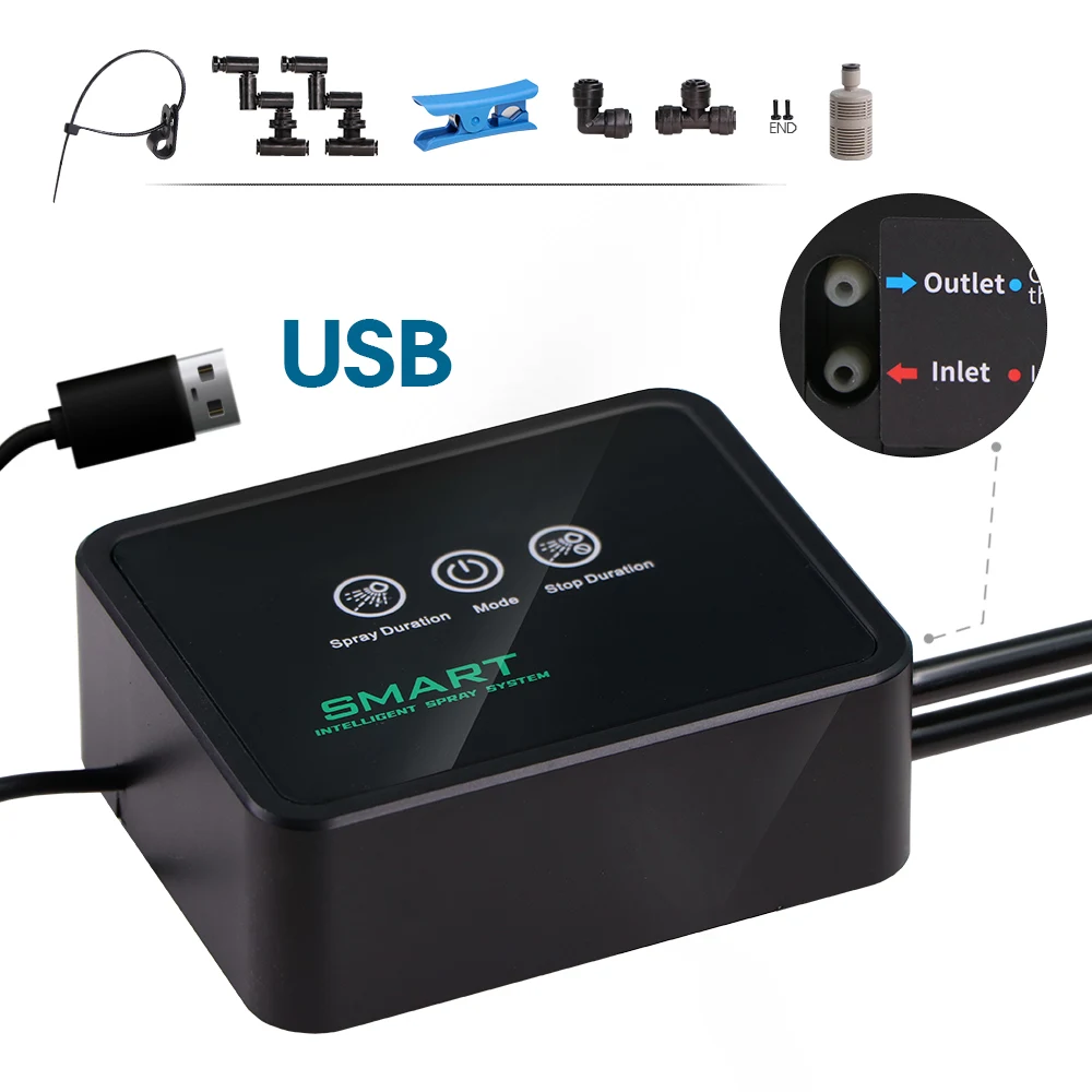 Inteligentny zamgławiacz dla gadów Terraria Nawilżacz Zasilacz USB Timer Automatyczny zestaw natryskowy do ogrodu Akwarium Mgiełka Las deszczowy