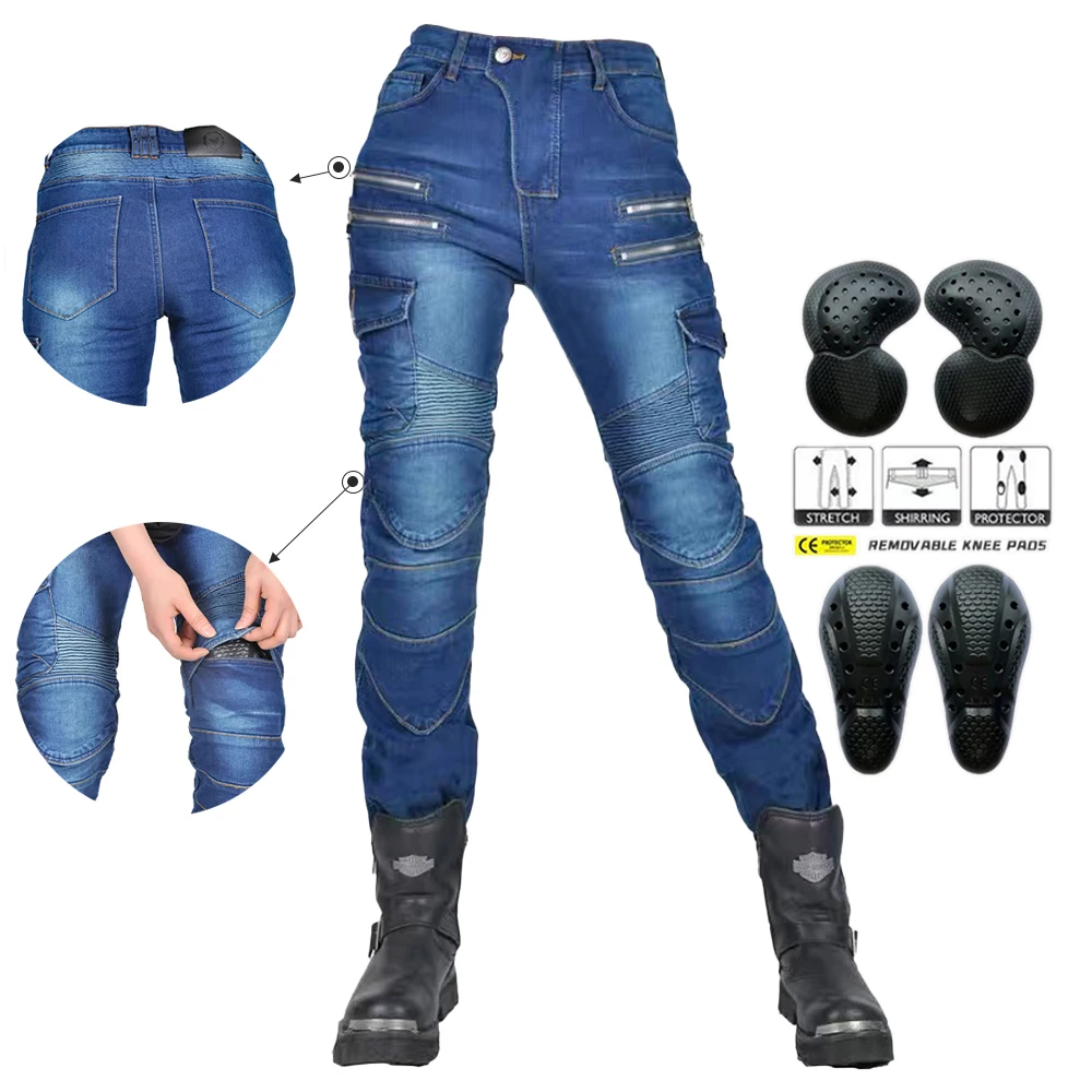 

Новые мотоциклетные брюки с двойной молнией в металлическом стиле для мотокросса, мужские и женские джинсы для верховой езды на открытом воздухе с защитными брюками