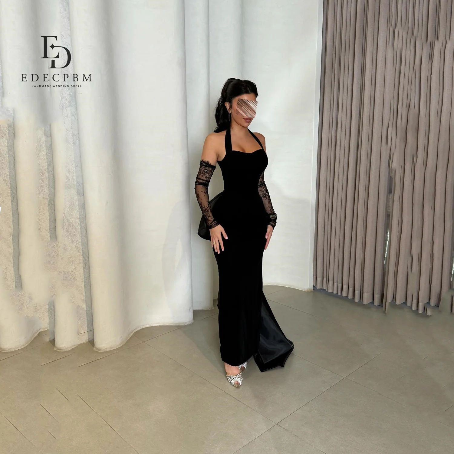 

EDECPBM Customized Elegant Party Dresses 2025 드레스 Mermaid Luxurious Women's Evening Dresses for Special Occasions Black Lace