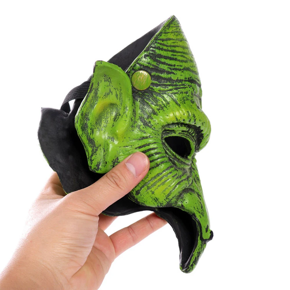 Old Witch Cosplay Mask para Mulheres, Assustador Coringa, Feiticeira PU Máscaras, Monstro Verde, Nariz Grande, Casa Assombrada, Festa de Carnaval