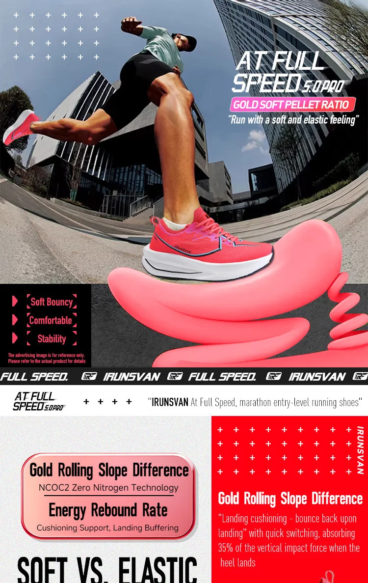IRUNSVAN Rapid 5.0 Prro Marathon Running Shoes Carbon Plate Breathable Shock Absorbent Outdoor Sports Shoes Men's Shoes