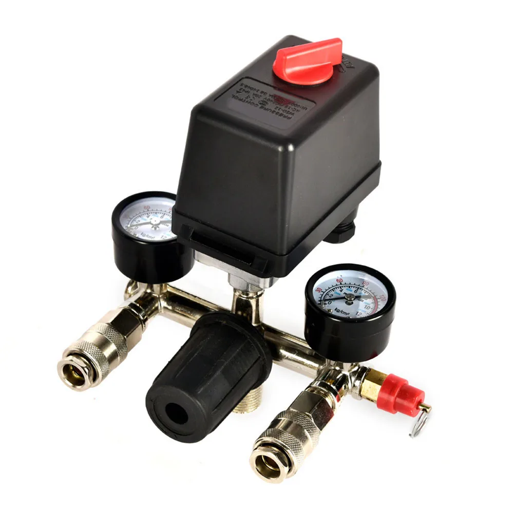 1 Piece Square Pneumatic Pressure Regulating Valve Switch With Gauge For Air Compressor Auto Load Unload 0-0.8Mpa
