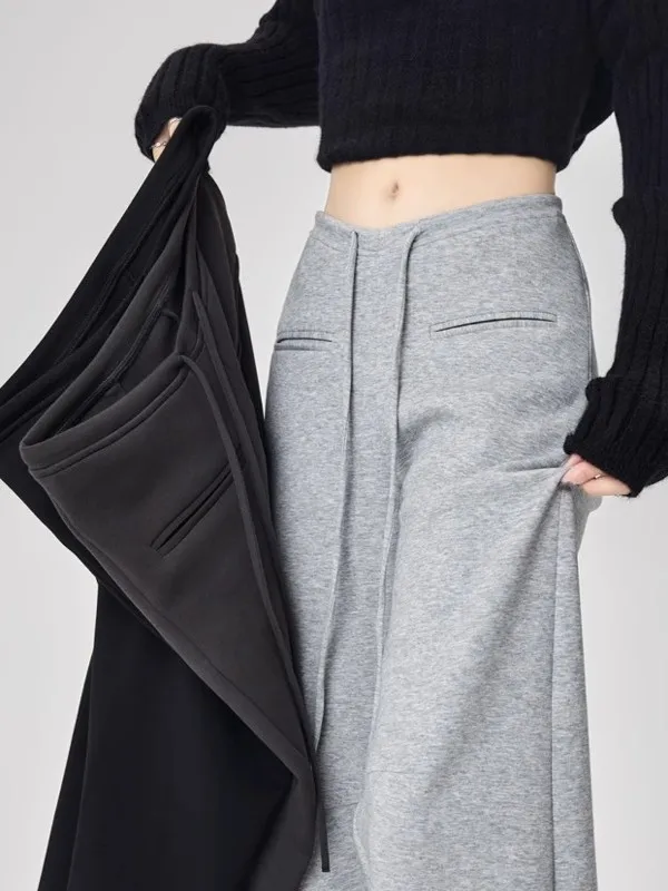 

Женские спортивные брюки-клеш из эластичной ткани с воздушной прослойкой, весна-лето, прямые, драпирующиеся, в пол, с высокой талией, свободного кроя