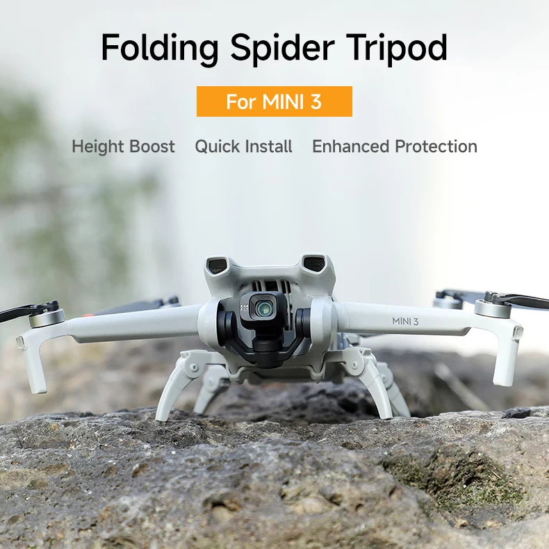 Folding Spider Tripod for DJI Mini 3 Height Boost Quick Install Enhanced Protection Portable Drone Stand Accessory