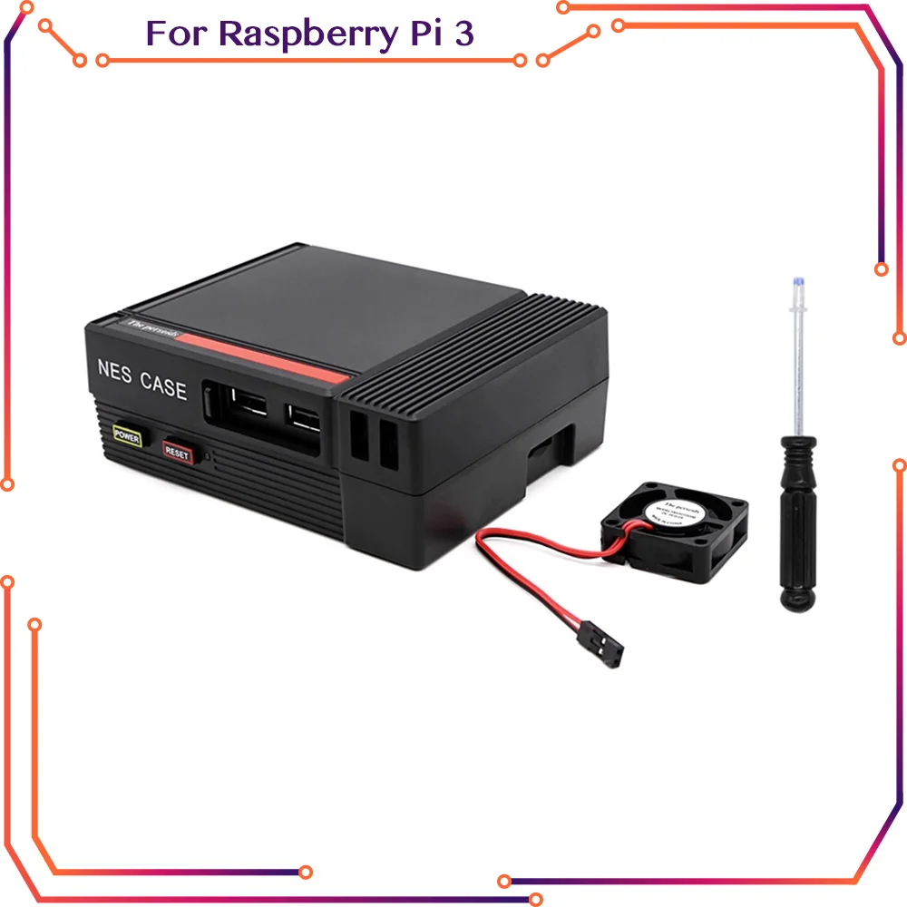 

NESPi Case for Raspberry Pi 3B/3B+ Retro NES Style Enclosure Shell with Cartridge Slot Cooling Fan Safe Shutdown Protective Case