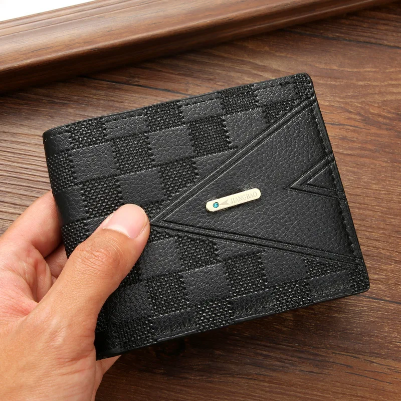 Cartera de negocios corta para hombre, billetera juvenil cruzada, de lujo, con múltiples tarjetas, nueva