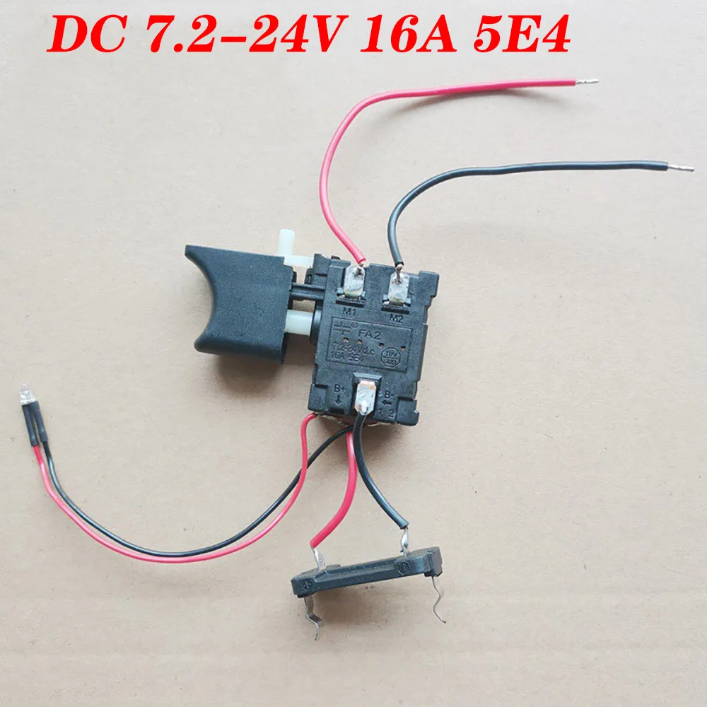 مفتاح الزناد لبطارية الليثيوم DC 7.2 V-24V 16A يستخدم للتحكم في سرعة الحفر مع مفتاح الزناد للتحكم في سرعة الضوء LED