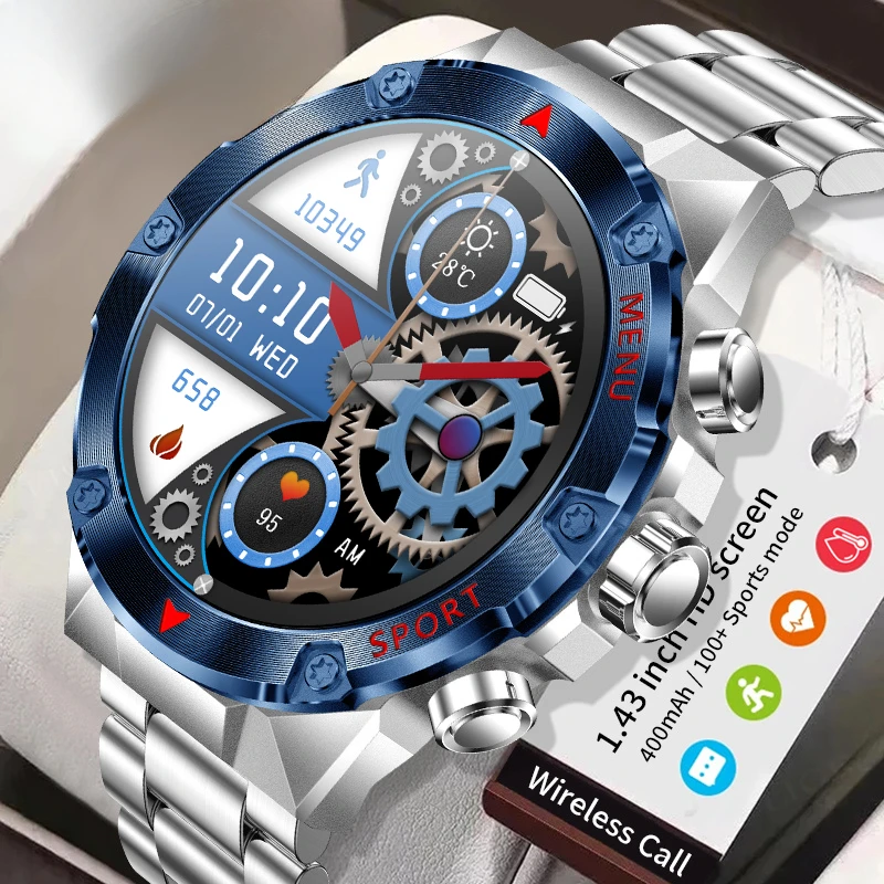 2024 Men's Smart Watch - 1.43 Inch 466*466 HD AMOLED Screen, Bluetooth Call, Waterproof, Sports Tracker & Health Monitor.