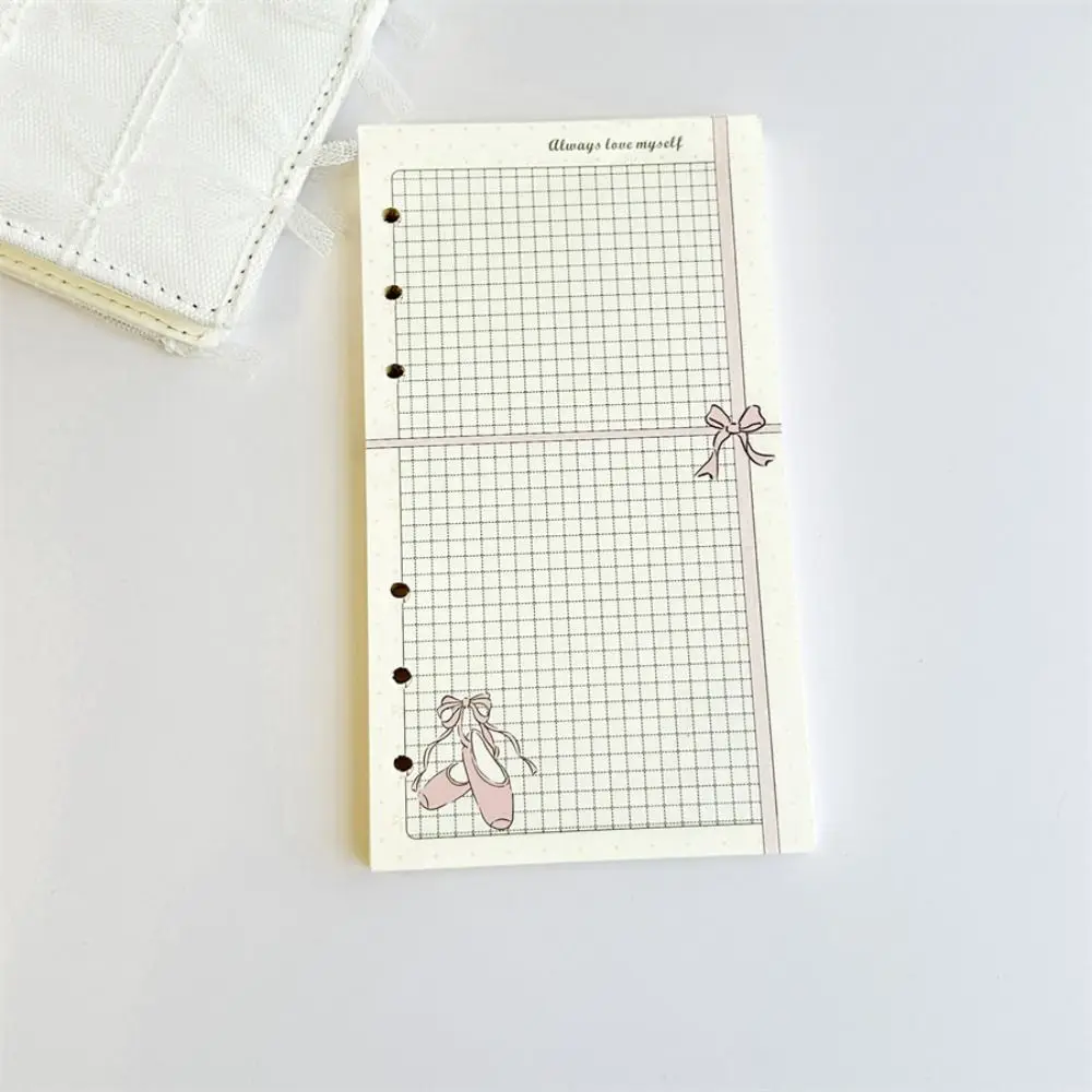 50Sheets A6 Loose Leaf Refill Paper Ballet Shoes Bowknot Inner Refill Spiral Binder Paper Notebook Separator Paper 6-hole