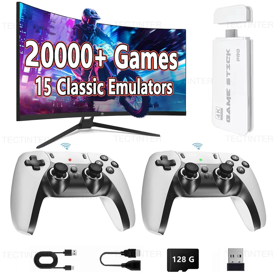 M15 4K Game Stick Mini TV Ретро игровая консоль Портативный игровой плеер Беспроводной контроллер геймпадов 128G 30000+ игр HD Выход M15 4K Game Stick Mini TV Ретро игровая консоль Портативный игровой плеер Беспроводной контроллер геймпадов 128G 30000+ игр HD Выход