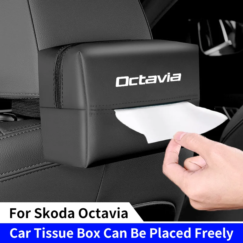 Car Seat Back Tissue Box For Skoda Octavia 2 3 RS VRS Tour Auto Sun Visor Armrest Box Hanging Tissue Organizer Storage Bag Box