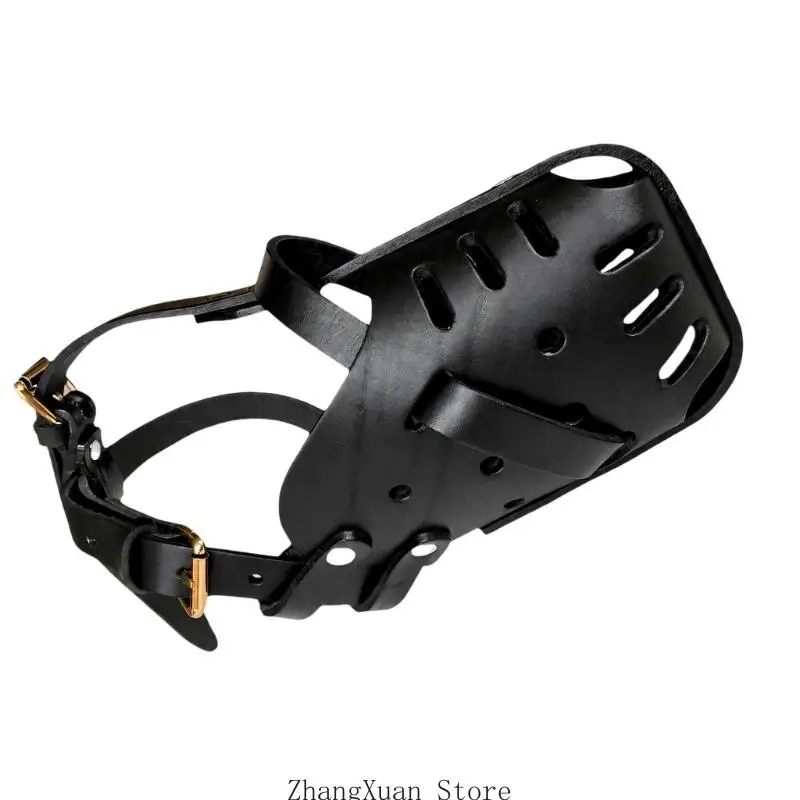 Verstellbarer Hunde-Mundschutz, Korbmaulkorb aus Leder für Training und Outdoor-Einsatz, 3XUF – Detail 7