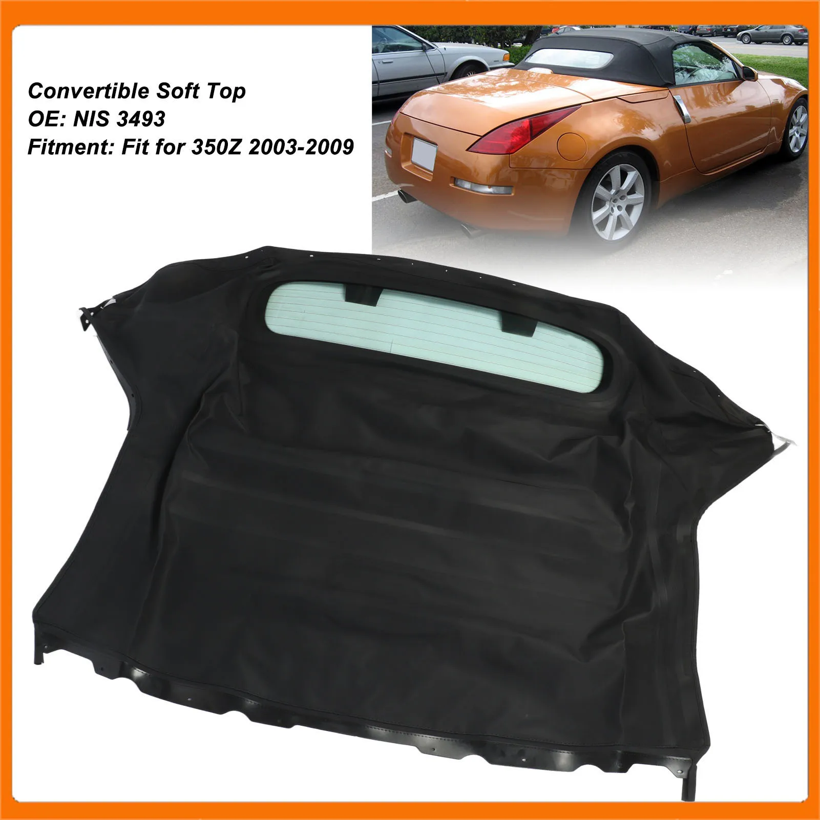 سقف ناعم قابل للتحويل مع نافذة زجاجية ساخنة NIS 3493 قطع مناسبة لـ 350Z 2003 إلى 2009 NIS 3493 سطح ناعم مع نافذة