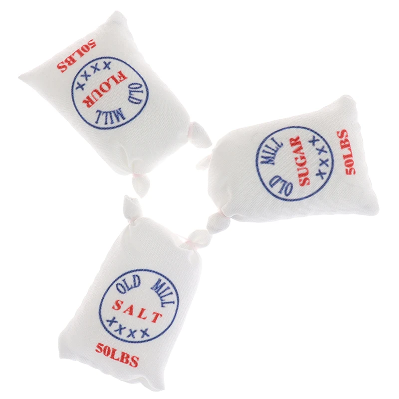 Nette Kreative 1:12 Puppenhaus Miniatur Mini Mehl Salz Zucker Tuch Tasche küche Lebensmittel Miniatur Zubehör Kinder Spielzeug 26*42mm