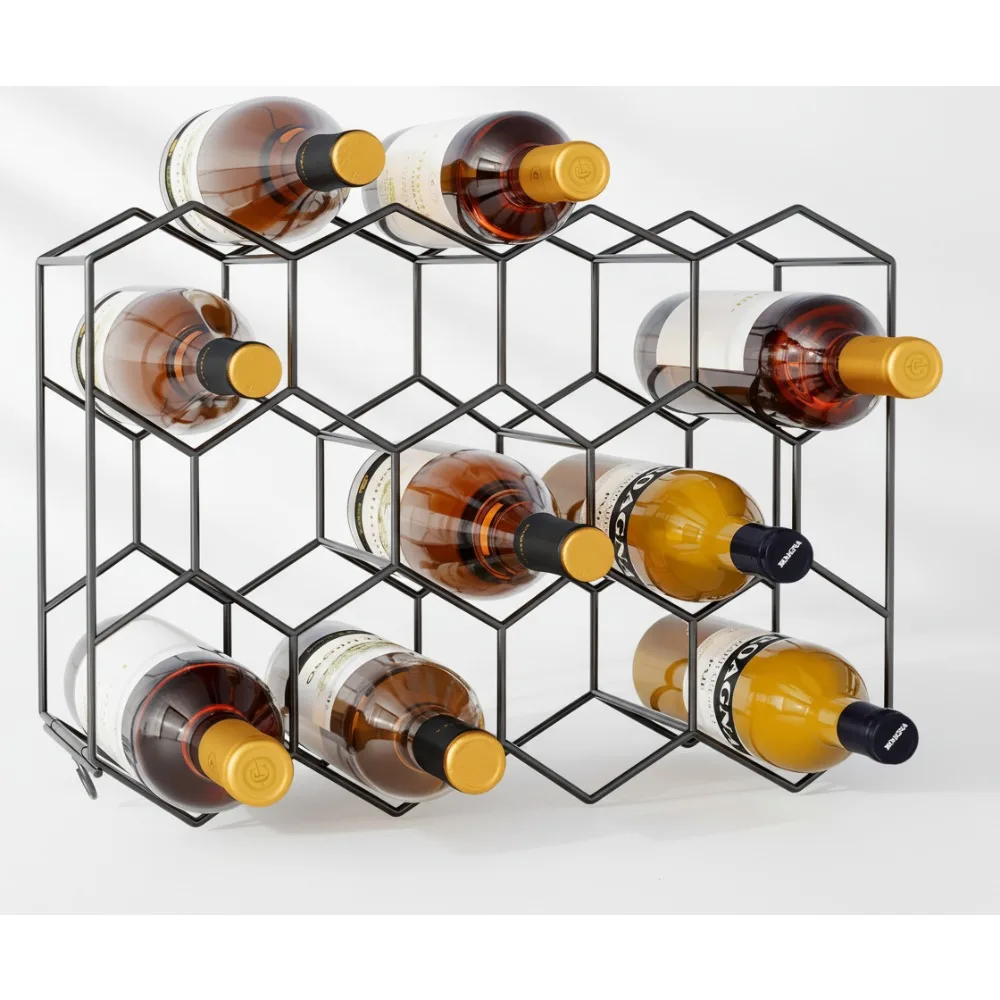 

Настольная винная полка на 14 бутылок — современный держатель без сборки для кухонного бара, шкафа для хранения, черная проволочная подставка
