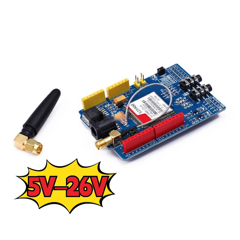 Четырехдиапазонный модуль SIM900 GSM GPRS с антенной, совместимый с Arduino и микроконтроллерами, поддерживает SMS, MMS, TCP/UDP, малой мощности