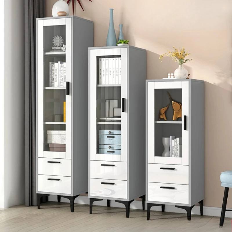 

Nordic free combination small bookcase storage rack with glass door, simple and modern multi-functional storage cabinet F12