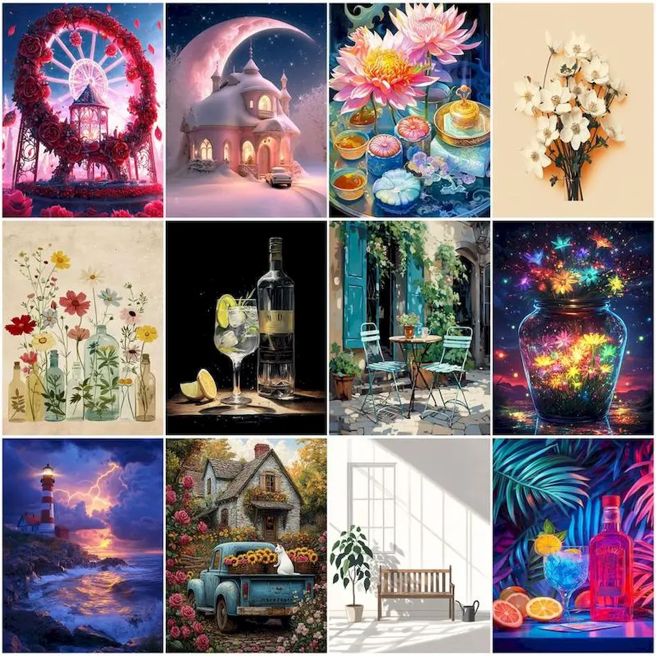 

RUOPOTY картина по номерам, картина, краска для ручной работы, принадлежности для рукоделия, индивидуальный подарок для взрослых, поделки для взрослых, кисти для рисования