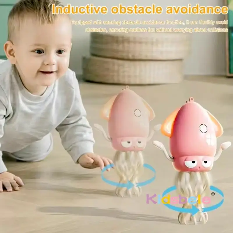 Amusant évitement d'obstacles automatique électrique avec lumières et musique danse poulpe jouets anti-Stress rechargeables pour enfants et adultes